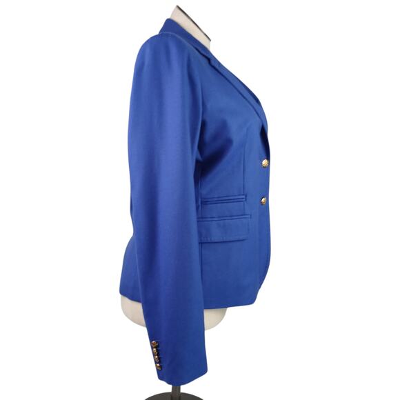 J.Crew SZ 14L 100% Wool Schoolboy Blazer in Blue Gold Signature Buttons - Picture 3 of 7